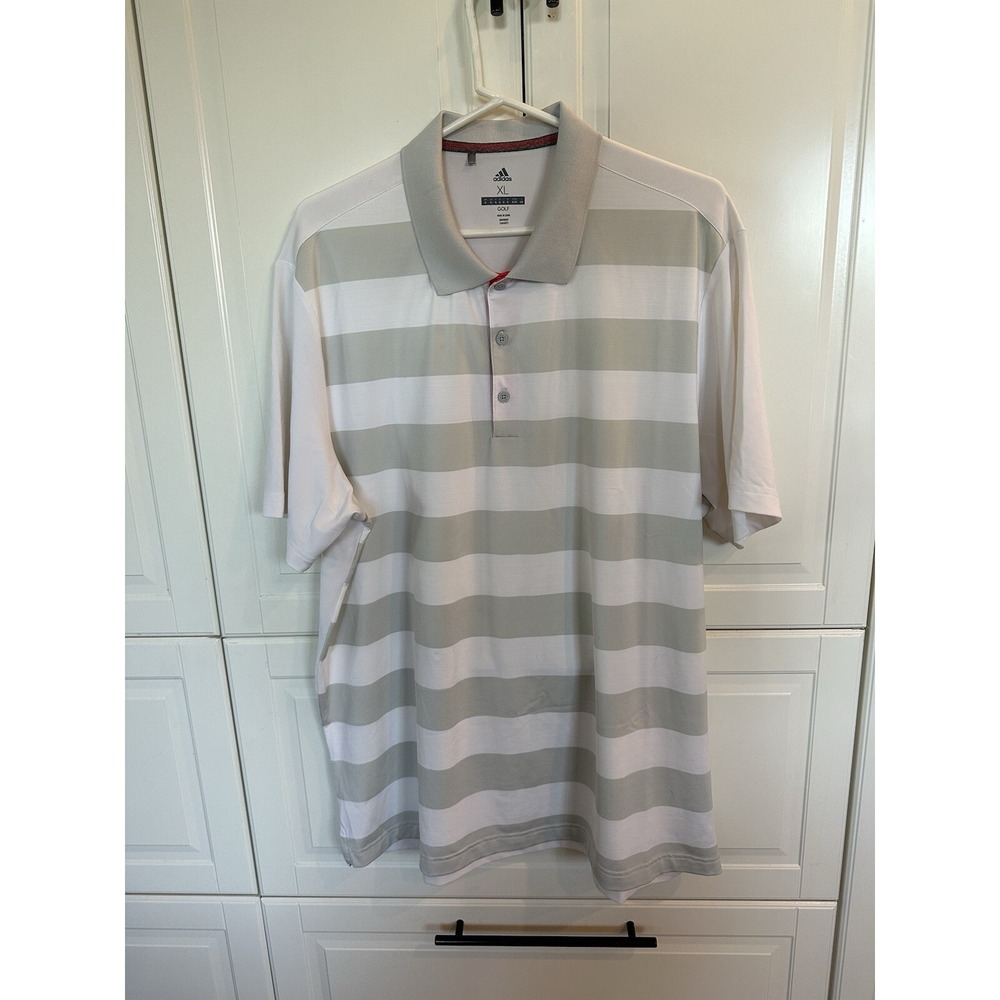 Men's XL Adidas Polo Golf Shirts - Lightly Worn,  White/Gray
